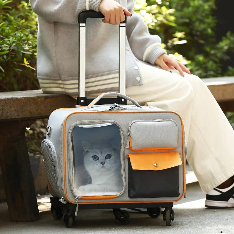 Multi-Functional Pet Carrier Trolley — Portable Backpack and Luggage Bag