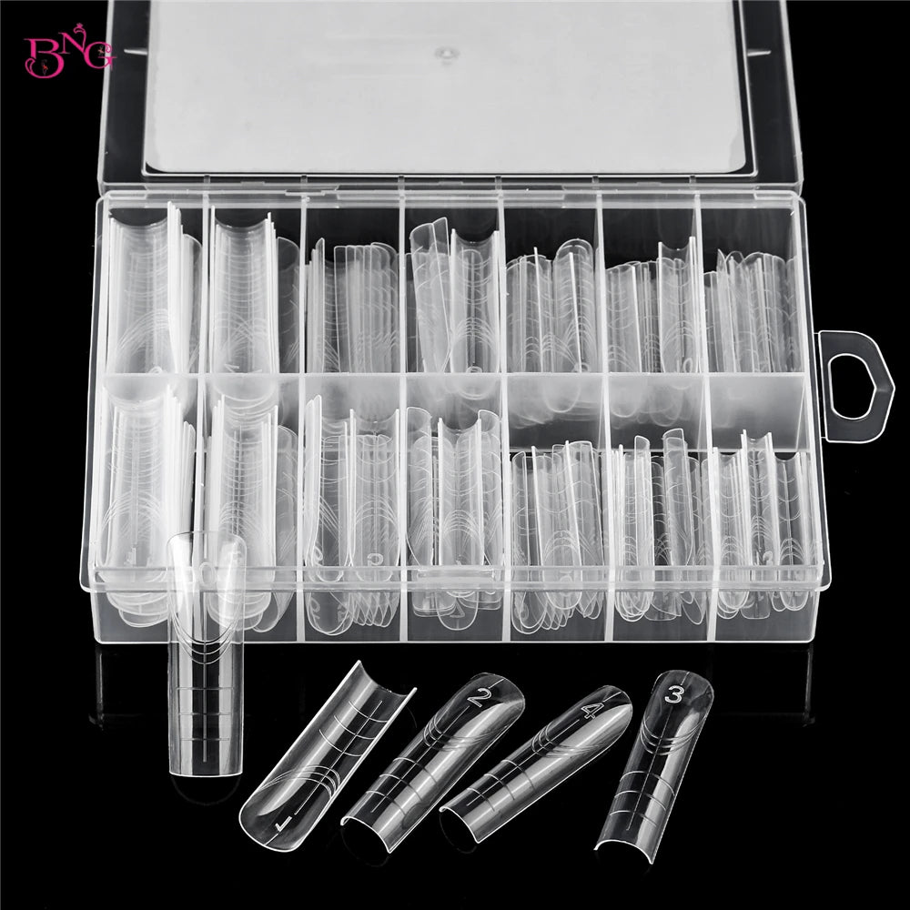 Poly Extension Gel Dual Nail Forms — Square Full Cover Molds, 140 Pieces