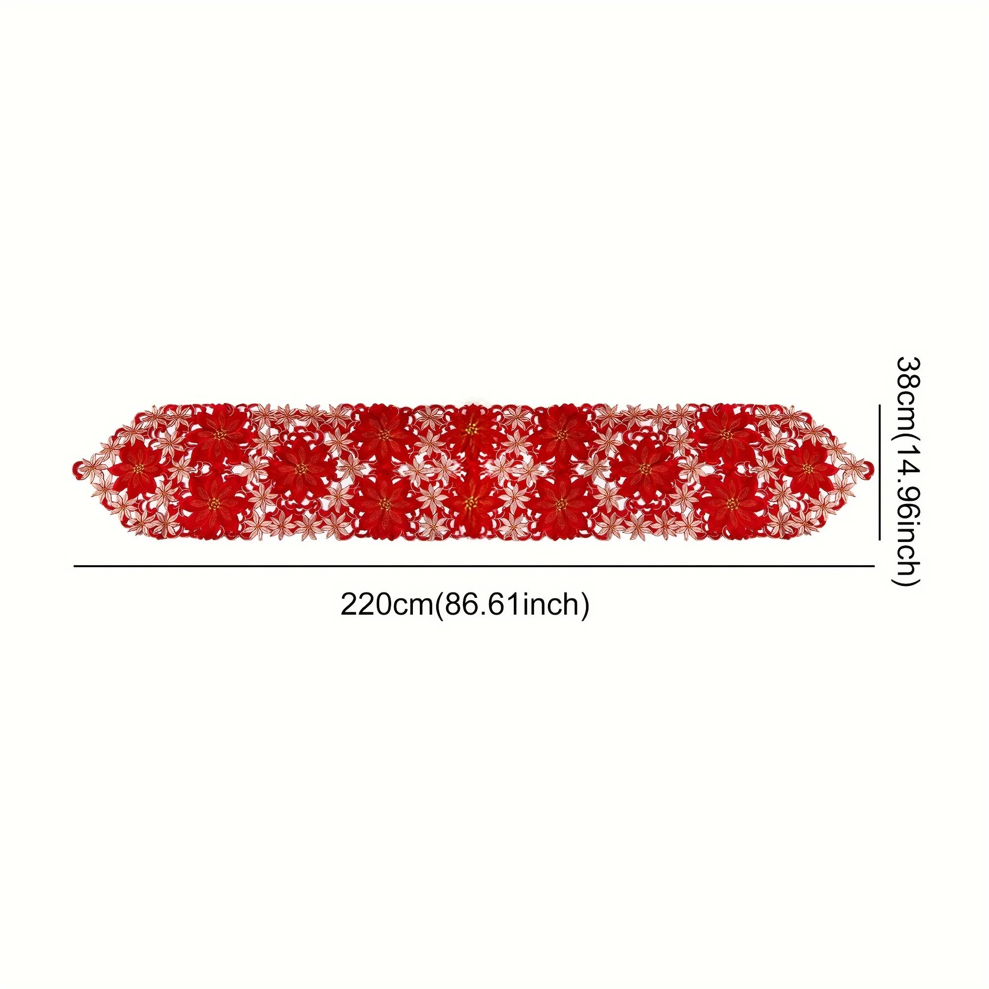 Christmas Floral Tablecloth — Festive Embroidered Table Runner Decor