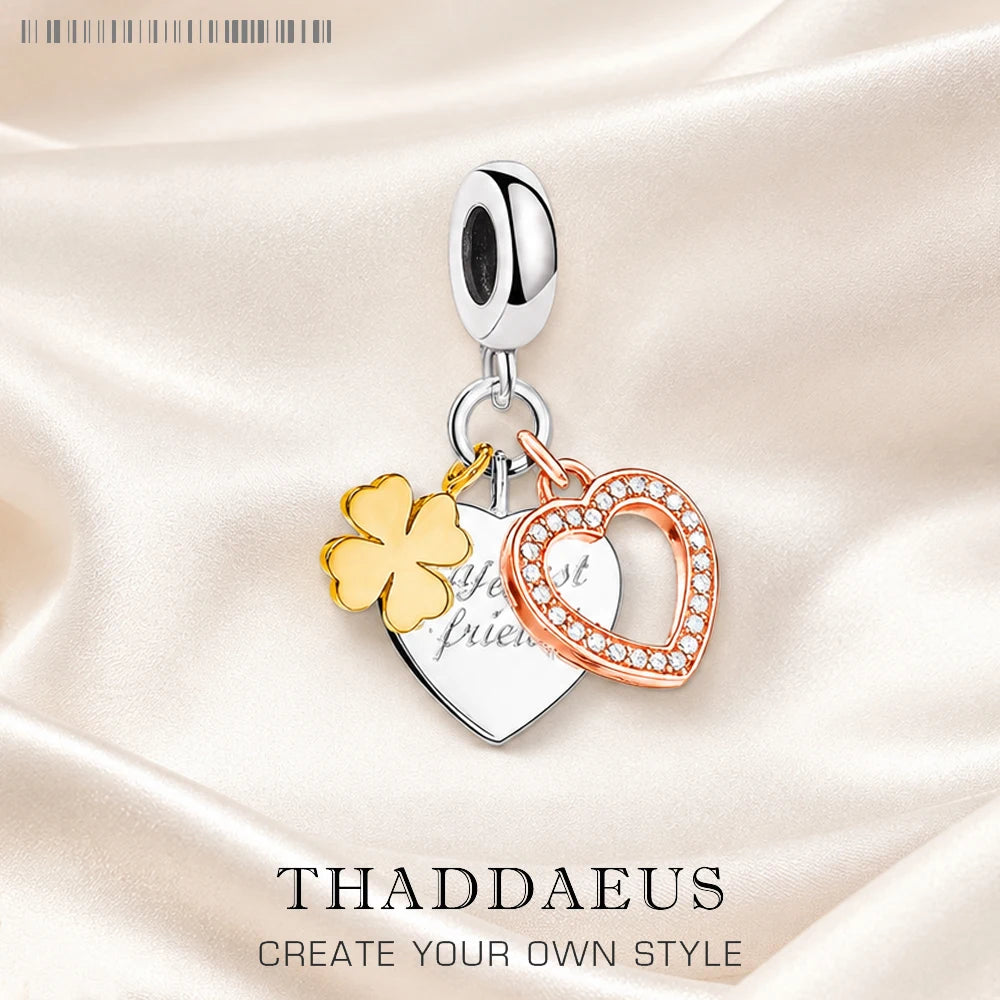 Thaddaeus Cloverleaf Heart Charm — Vintage 925 Sterling Silver Pendant