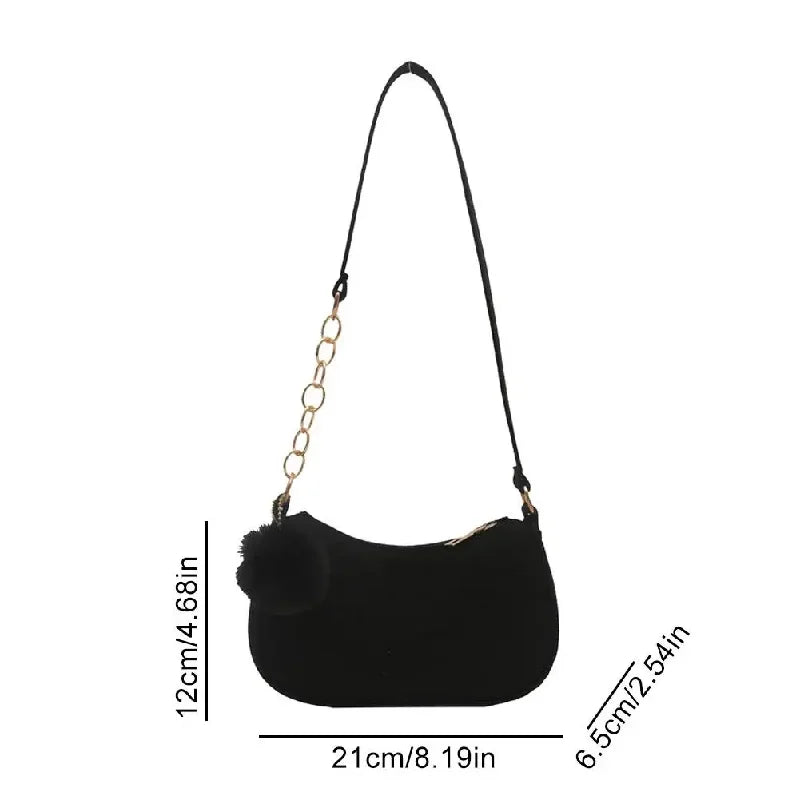 Felt Mini Shoulder Bag — Stylish Crescent Underarm Handbag