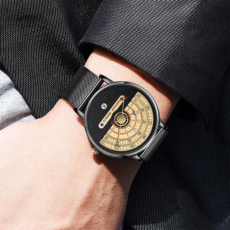 Men's Business Quartz Watch — Fashionable Stainless Steel Wristwatch with Auto Date