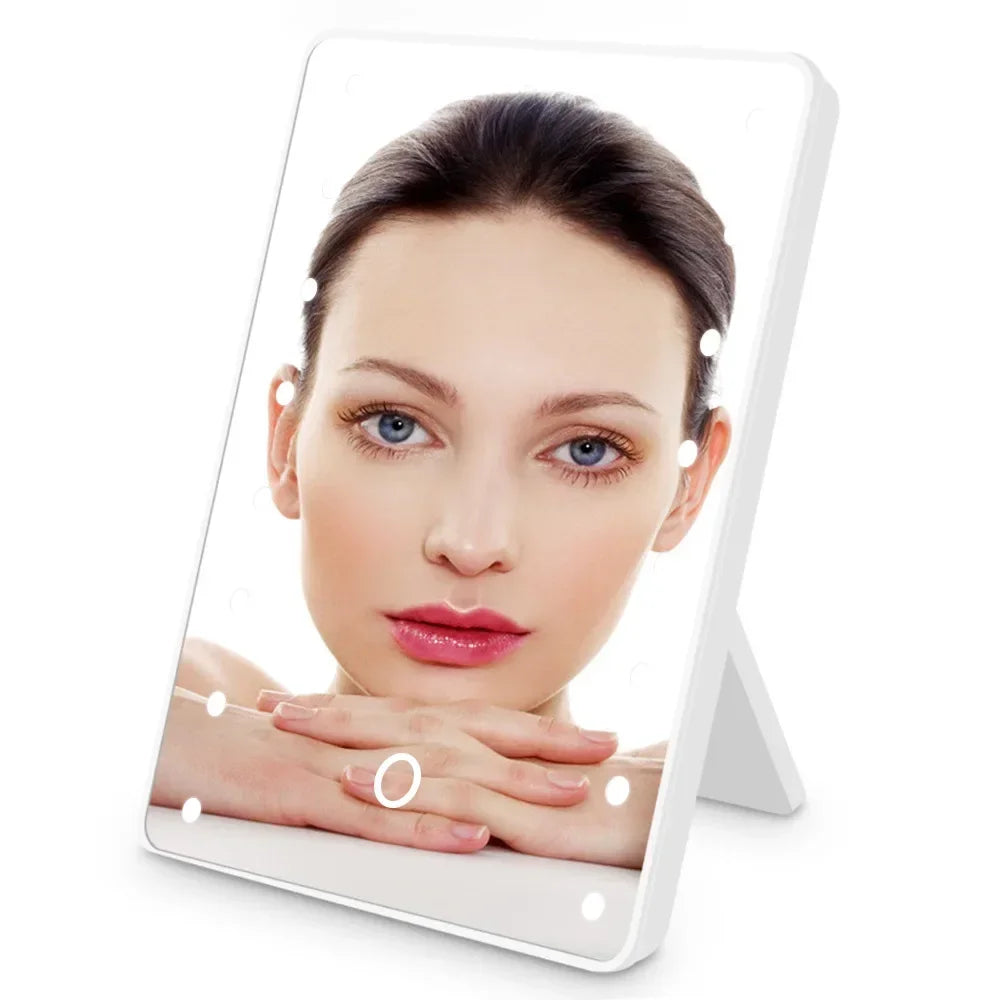 LED Lighted Makeup Mirror — Portable Desktop Cosmetic Tool with Touch Dimming