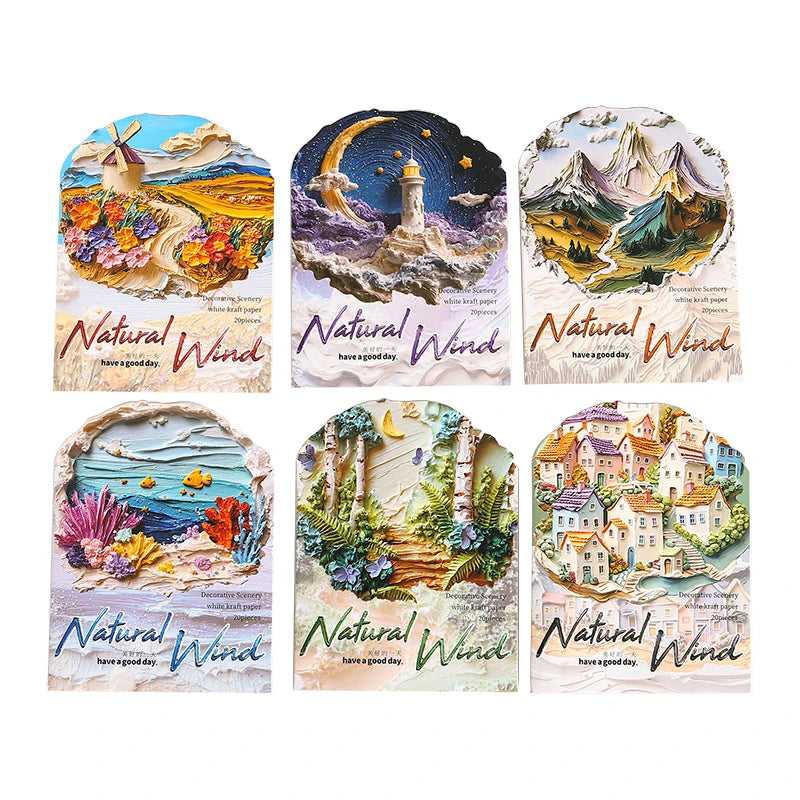 Scenery Decorative Stickers — 20 Piece Set for Scrapbooking & Journals