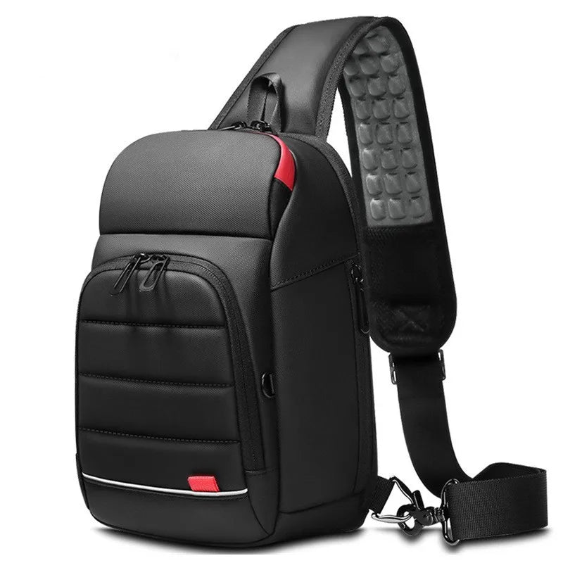 Men's Oxford Sling Bag — Waterproof Messenger Crossbody with USB Port