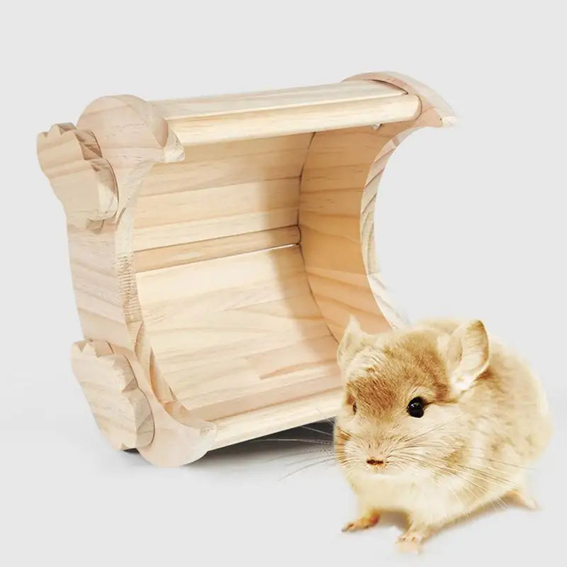Wooden Moon-Shaped Pet Hideaway — Cozy Small Animal Shelter
