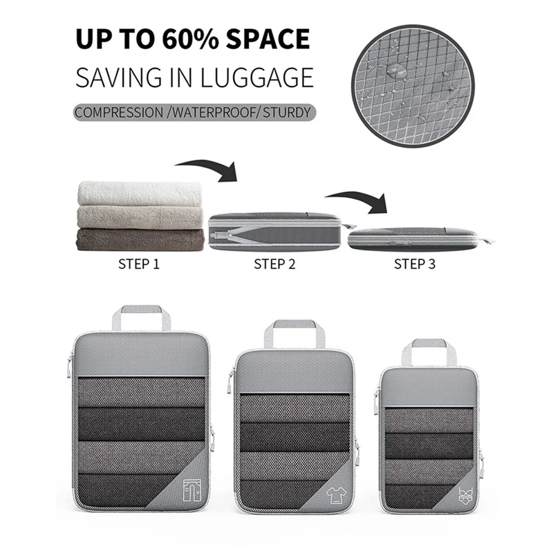 FGHGF Lightweight Packing Cubes Set — 6-Piece Suitcase Organizer with Shoe Bag