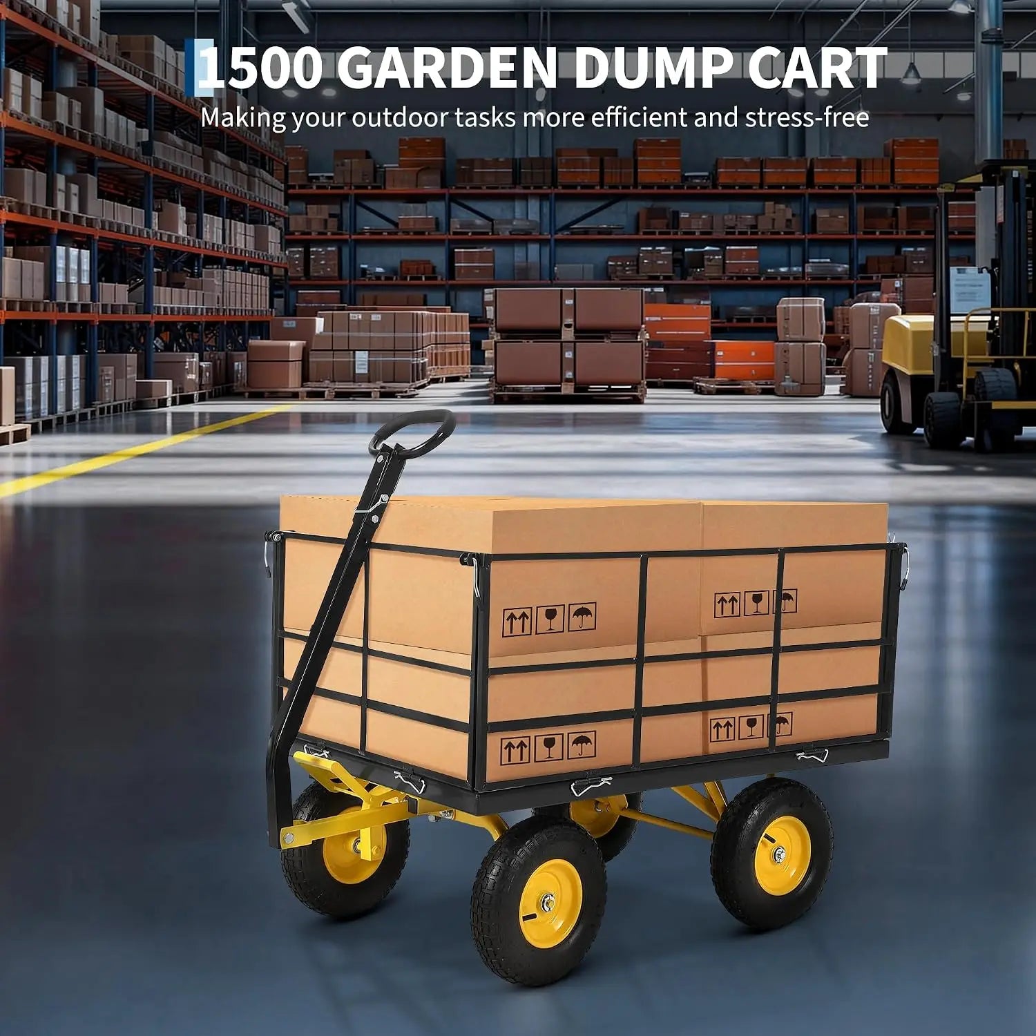 TWISTER.CK Heavy-Duty Steel Mesh Garden Cart — 1500-lb Capacity Utility Wagon
