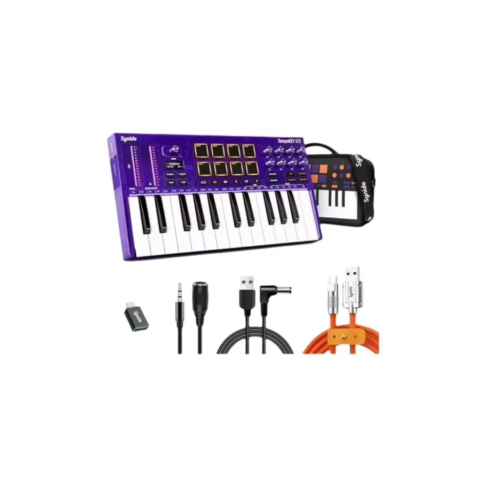 Synido Tempokey K25 MIDI Keyboard Controller — Compact Beat Maker for Music Production