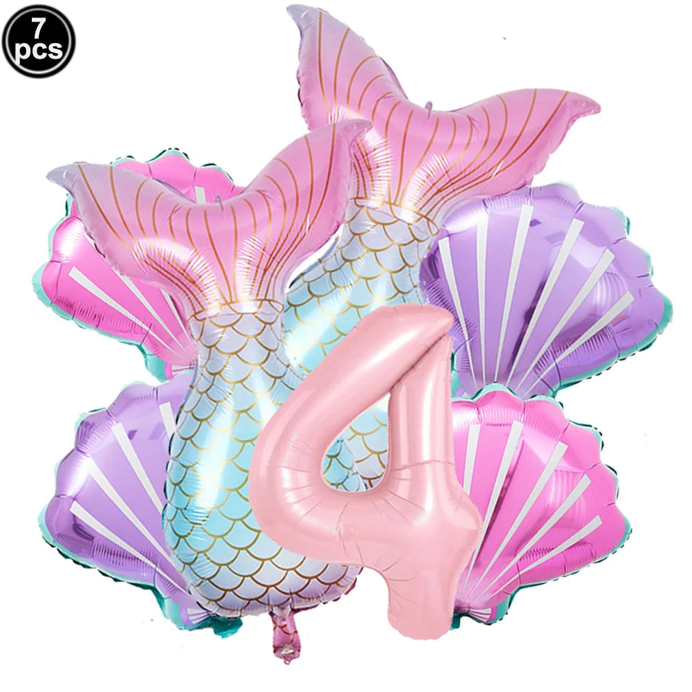 Mermaid Scales Pattern Party Supplies — Disposable Tableware Decor Set