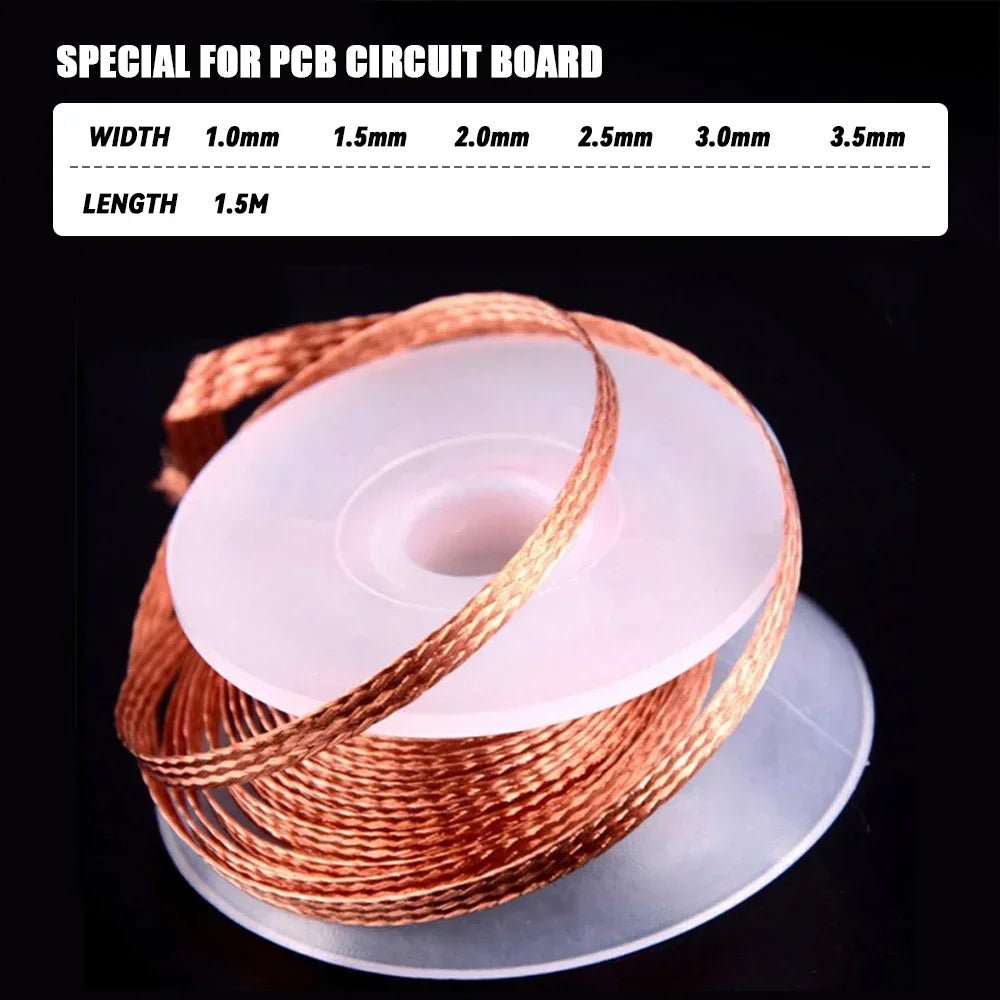 Copper Desoldering Braid Wick — Solder Remover for PCB Repair