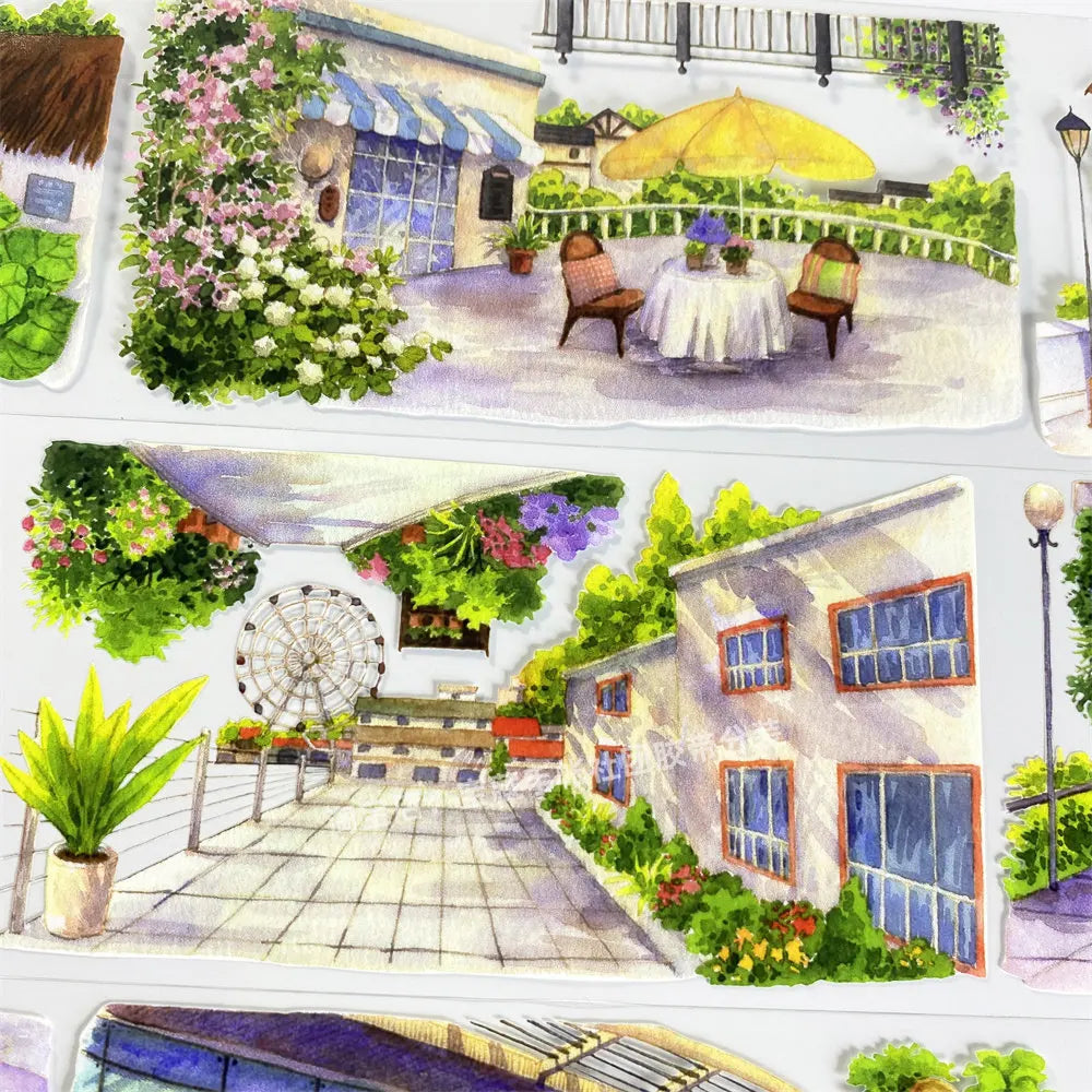 Antique Scenery Washi Tape — Decorative PET Masking Tape for Scrapbooking
