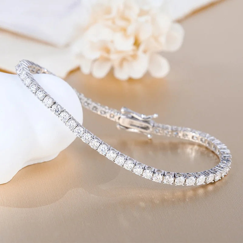 BJXMOSO Moissanite Tennis Bracelet — 925 Sterling Silver Wedding Jewelry