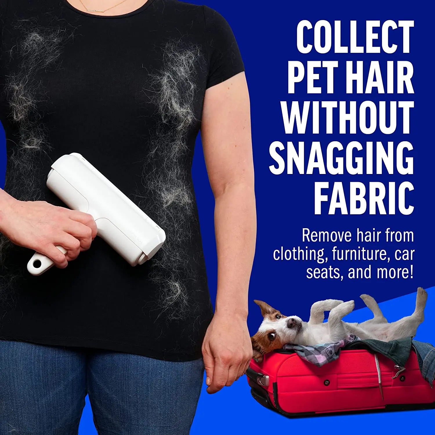 Pet Hair Remover Roller — Reusable Fur Cleaning Tool with Self-Cleaning Base