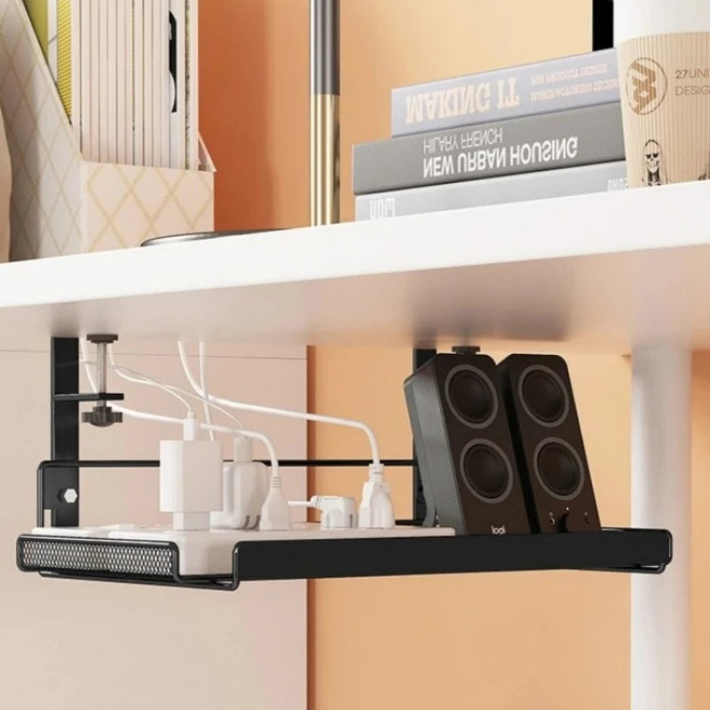 SMHXIANGQIANJIN Under Desk Cable Management Tray — No-Drill Steel Wire Organizer
