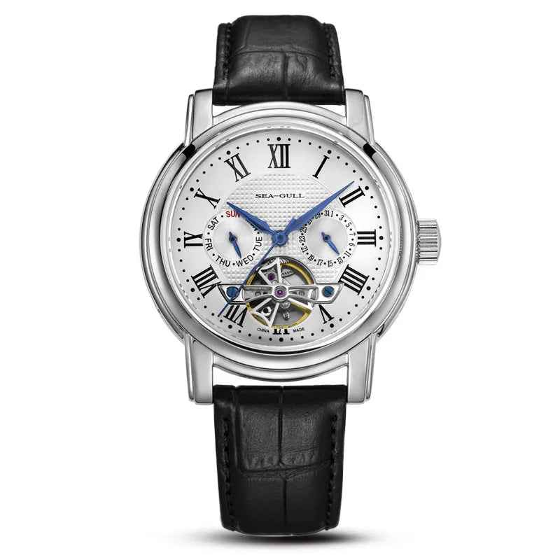 Sea-Gull Luxury Automatic Mechanical Watch — Stainless Steel & Leather