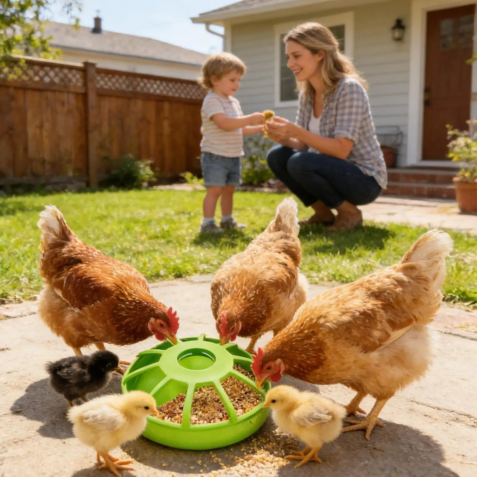 Spill-Proof Poultry Feeder — UV-Resistant Food Dispenser for Birds