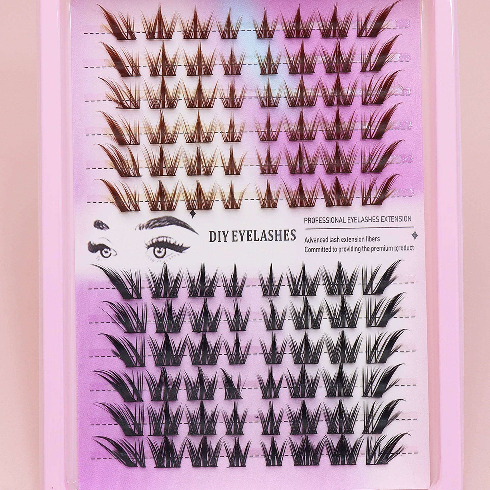 Ayrmilla Fox-Style False Eyelashes — Mixed Brown and Black Cluster Set