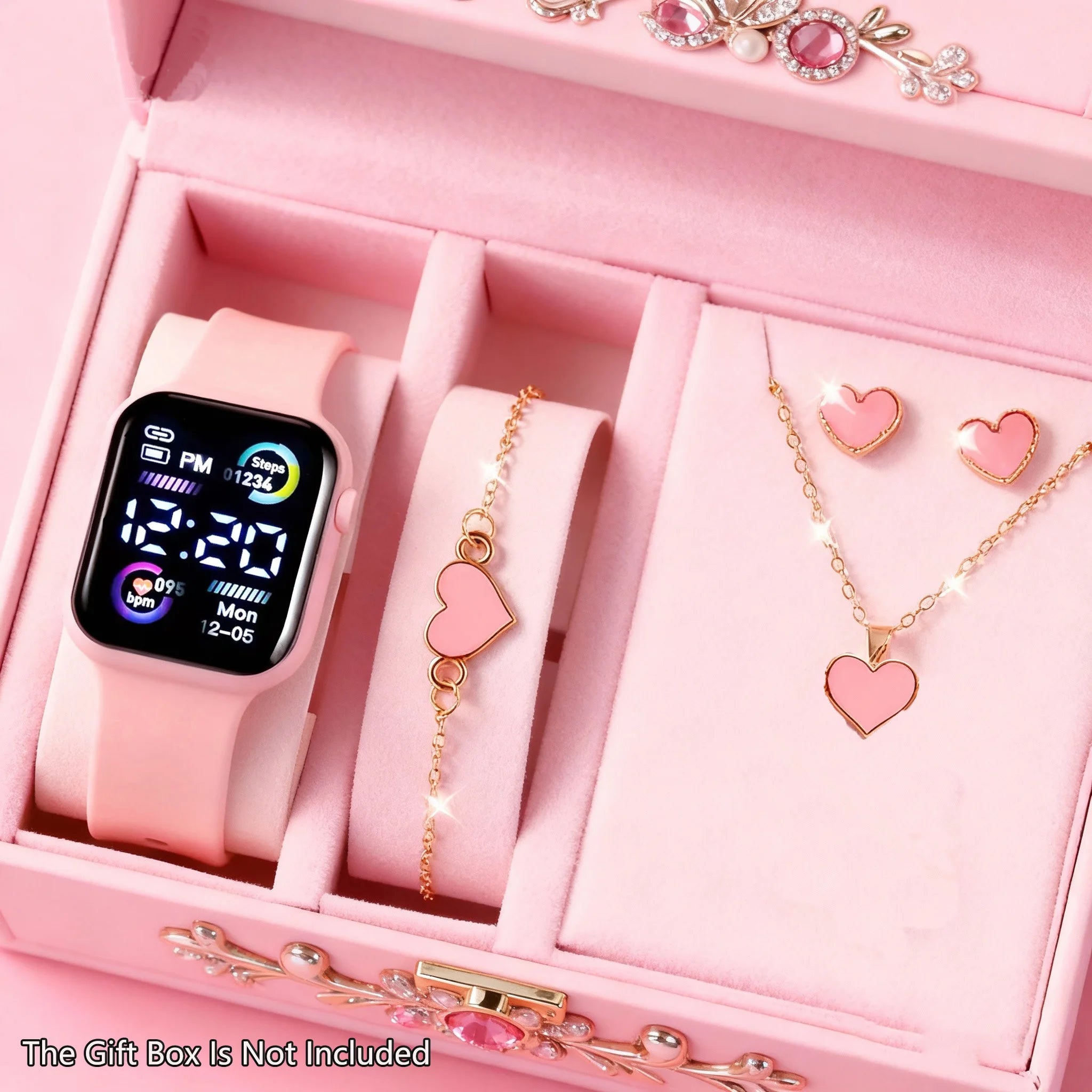 Fashionable Electronic Watch & Jewelry Set — 6-Piece Accessory Kit