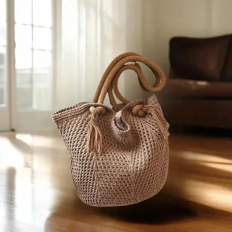 Women's Knitted Crochet Tote Bag — Large Capacity Summer Shoulder Bag