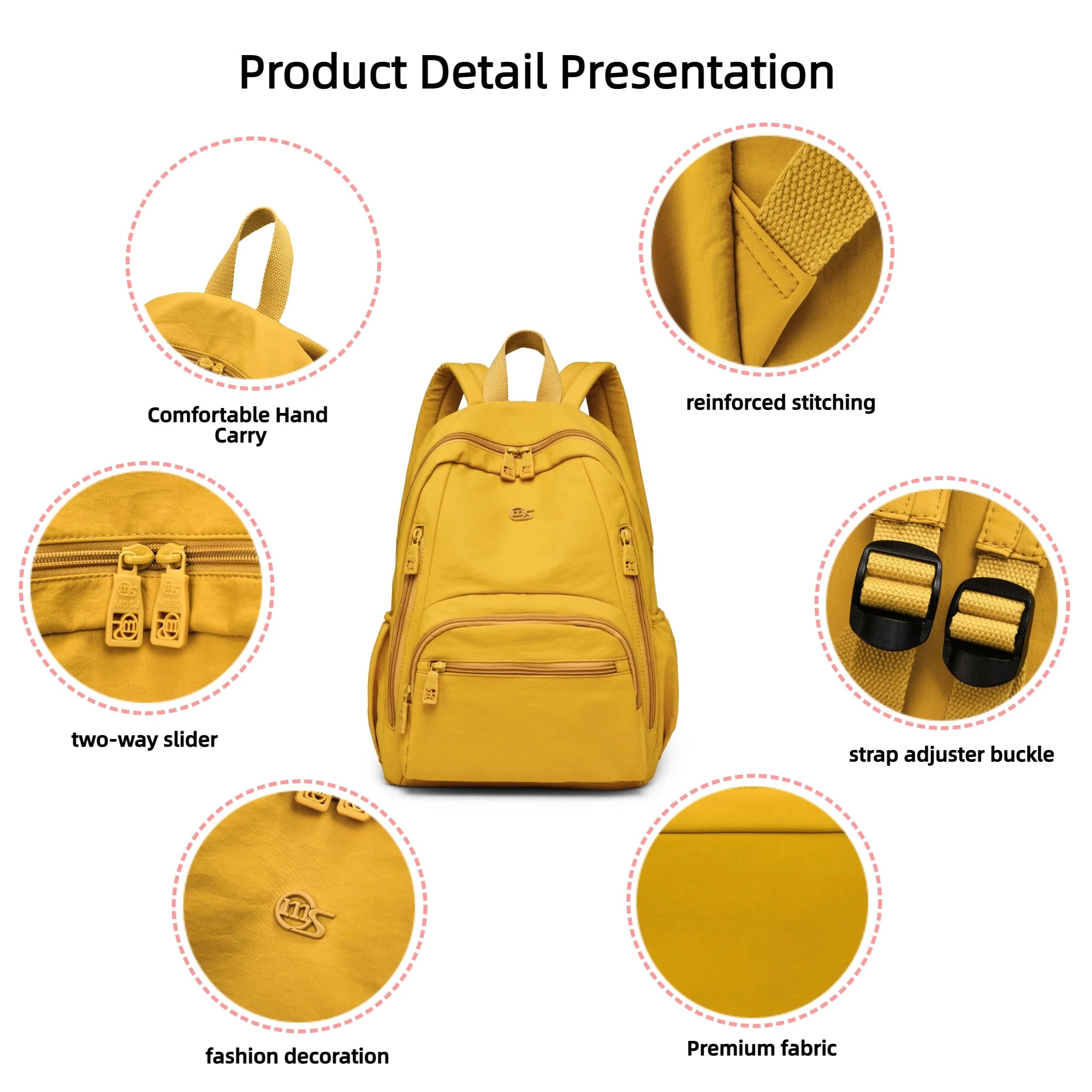unixinu Fashion Nylon Backpack — Lightweight Multi-Pocket Purse for Daily Commute