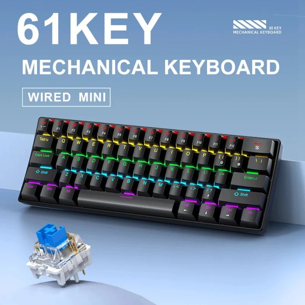 FREEWOLF K61 Mechanical Keyboard — Compact 60% RGB Wired Gaming Layout