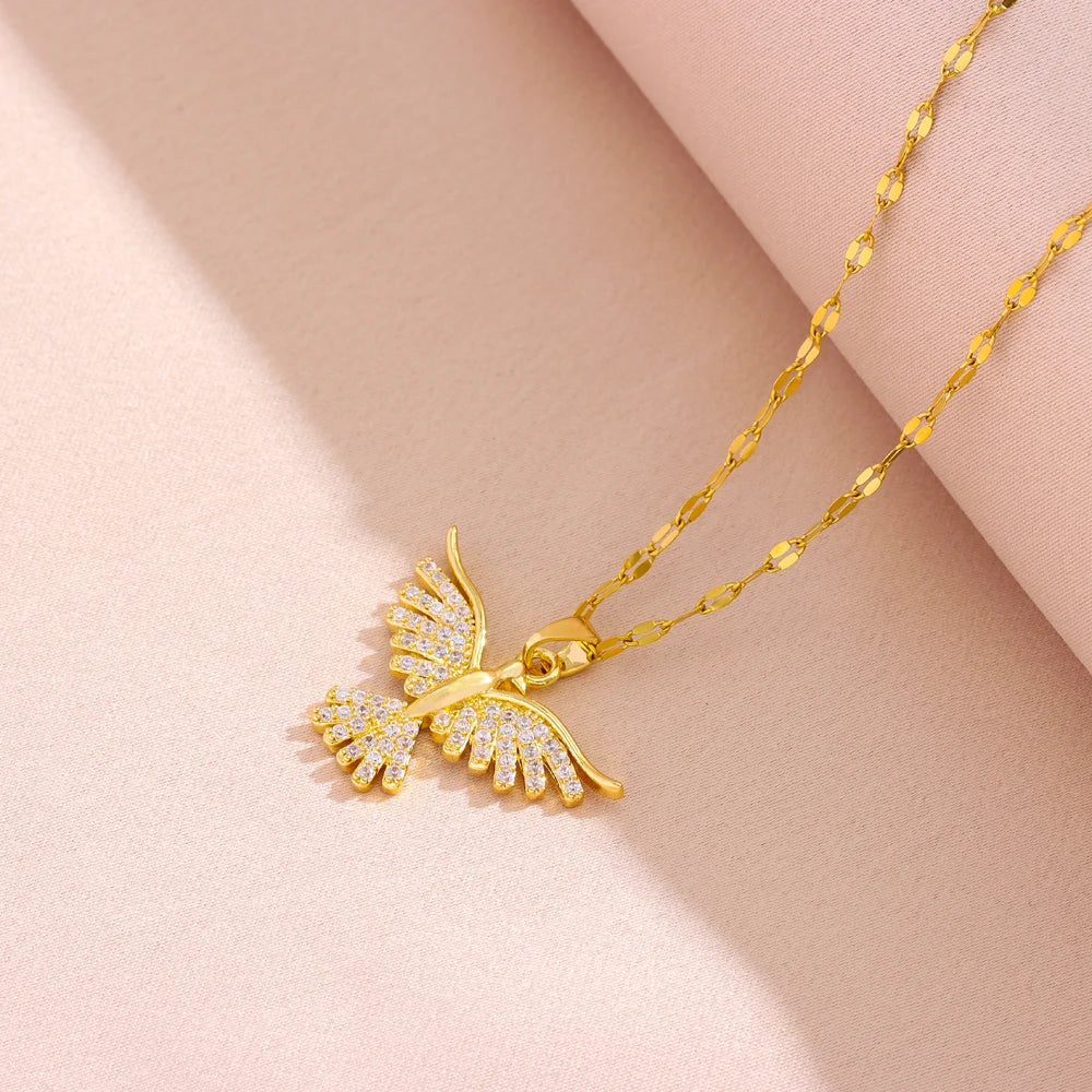 Vintage Phoenix Pendant Necklace — 18K Gold Plated Retro Jewelry for Women