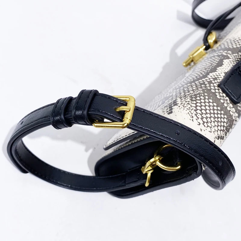 Elegant Snake Pattern Clutch Bag — Sequined Evening Handbag with Top Handle