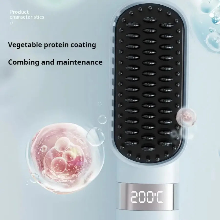 Wireless USB Rechargeable Hair Straightening Comb — Portable Ceramic Ion Styling Tool