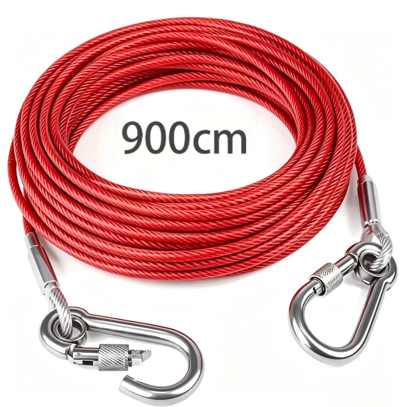 Heavy-Duty Stainless Steel Dog Tie-Out Cable — Reflective Outdoor Leash
