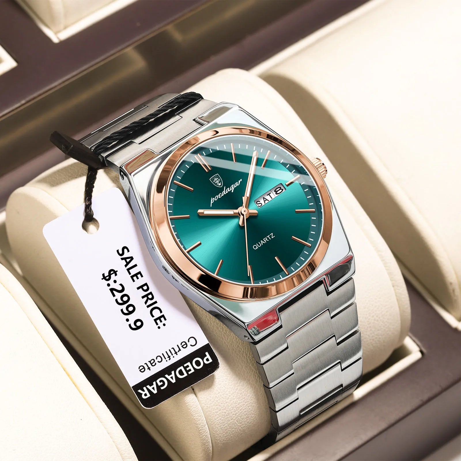 POEDAGAR Luxury Men's Quartz Watch — Stainless Steel Waterproof Wristwatch