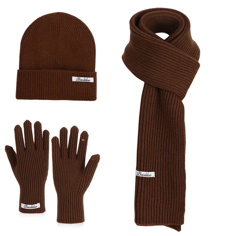 KINIJA Women's Knitted Winter Set — Warm Hat, Scarf, and Gloves Trio