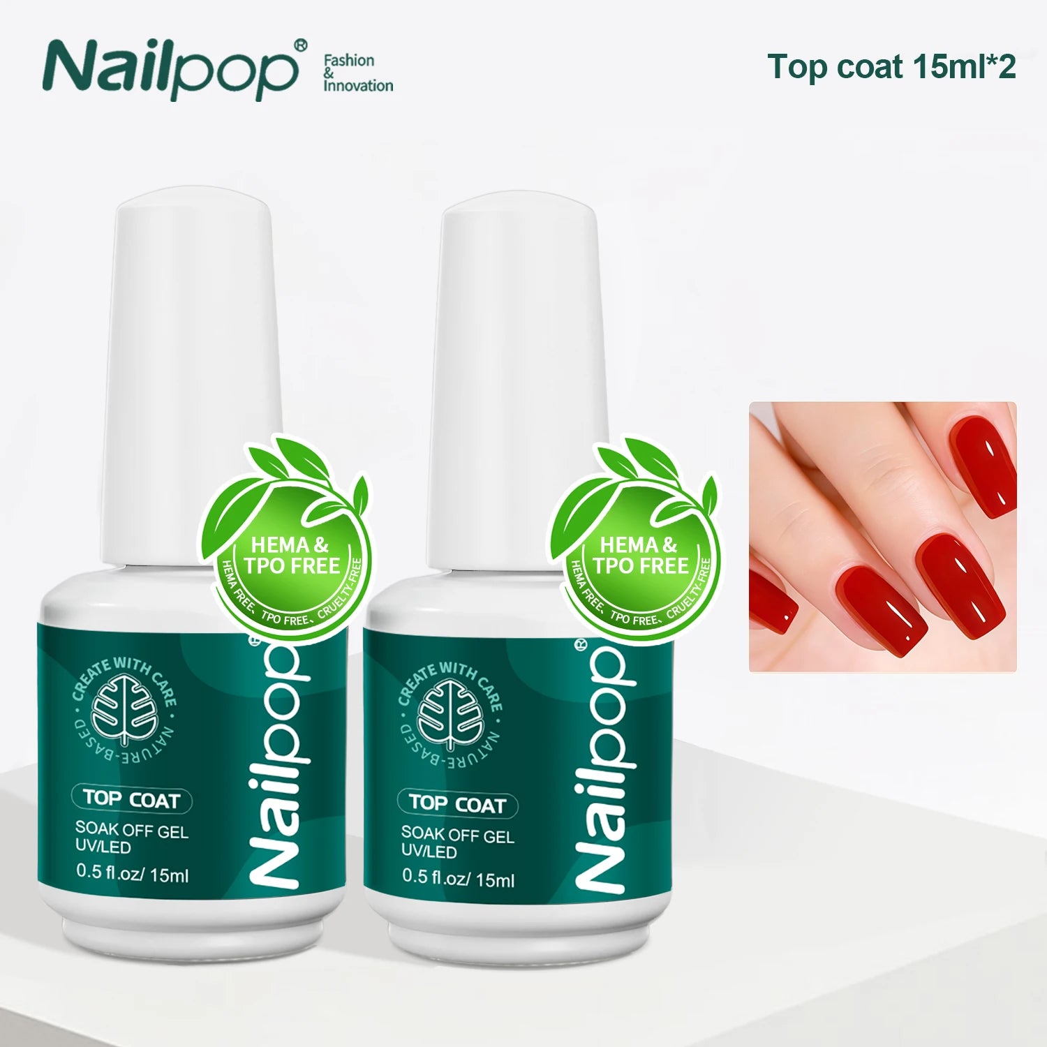 Nailpop Professional Gel Base and Top Coat Set — Long Lasting High Gloss Finish