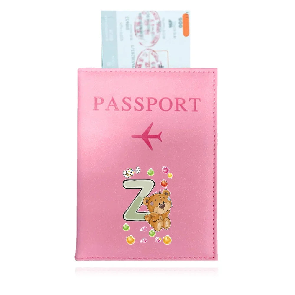 Bear Pattern Passport Cover — Protective PU Leather Travel Holder