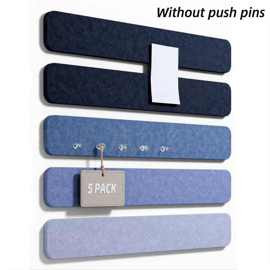 Self-Adhesive Cork Bulletin Boards — Frameless Wall Organizer, 5-Piece Set