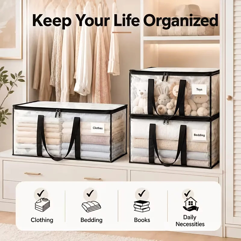 Heavy-Duty Moving Storage Bags — Foldable Zippered Totes for Bedding & Clothes