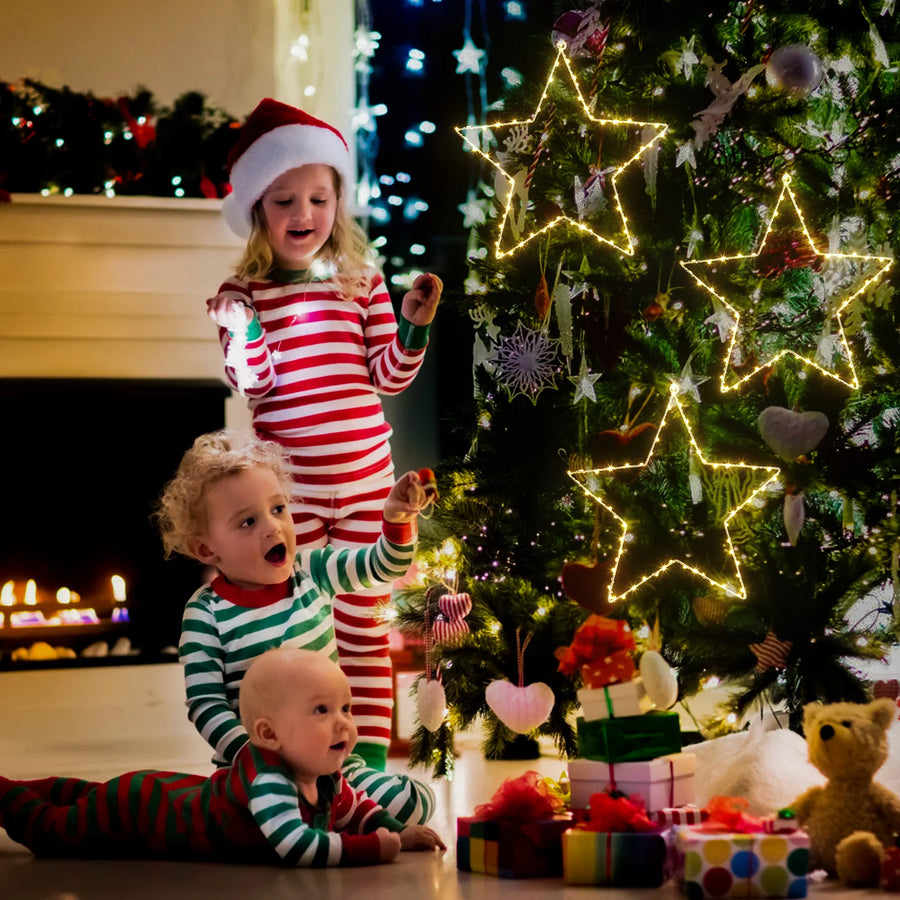 Star Shaped LED Holiday Lights — Warm White Fairy Lights with Remote