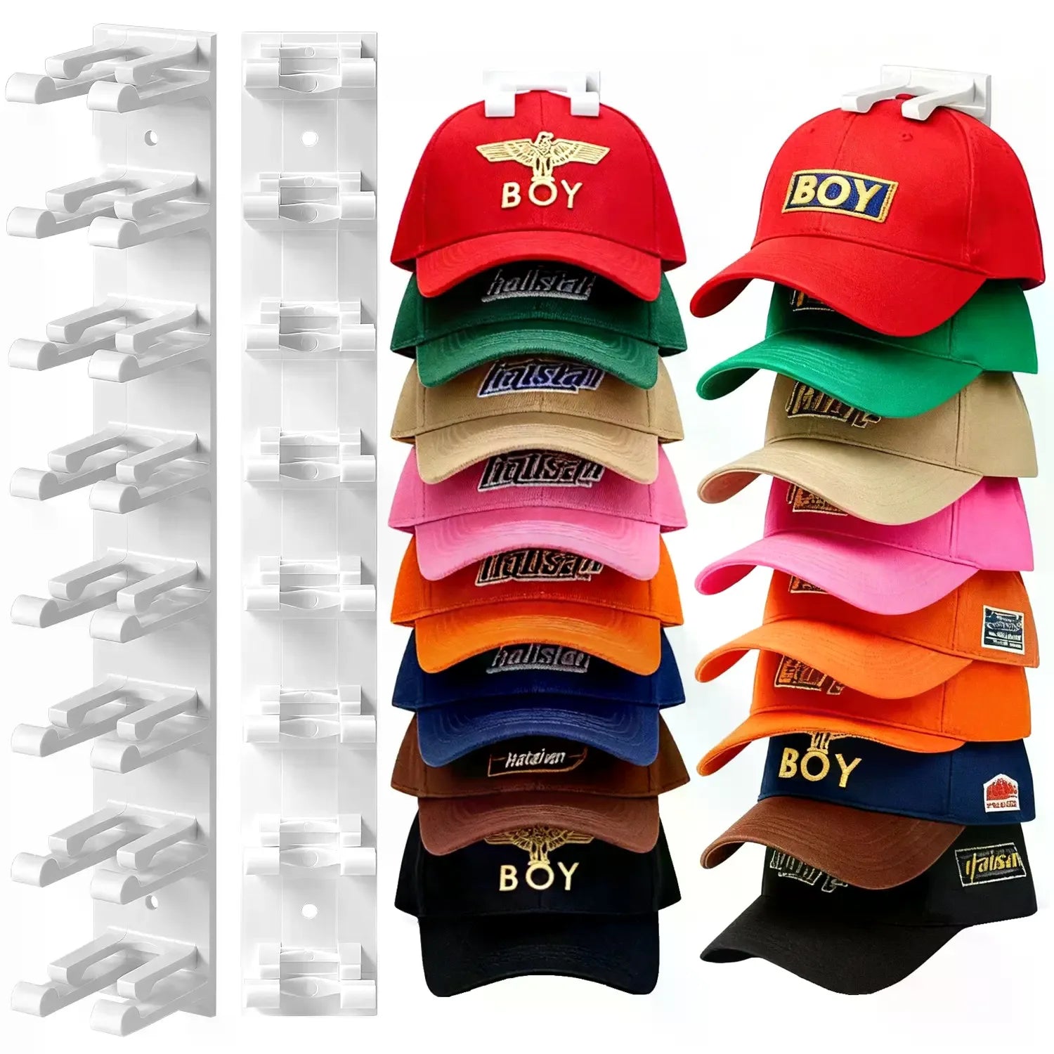 Wall-Mounted Hat Rack 2-Pack — Space-Saving Cap Organizer for Baseball Hats