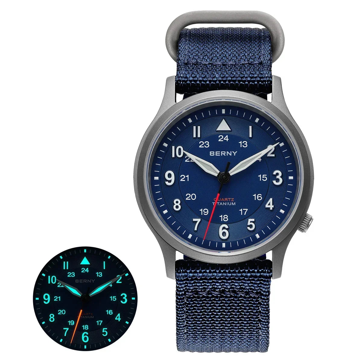BERNY Full Titanium Field Watch — Luminous Quartz Men's Wristwatch