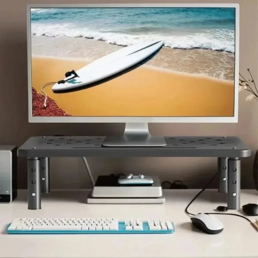 VIKEFON Steel Monitor Riser — 3-Level Adjustable Desk Organizer