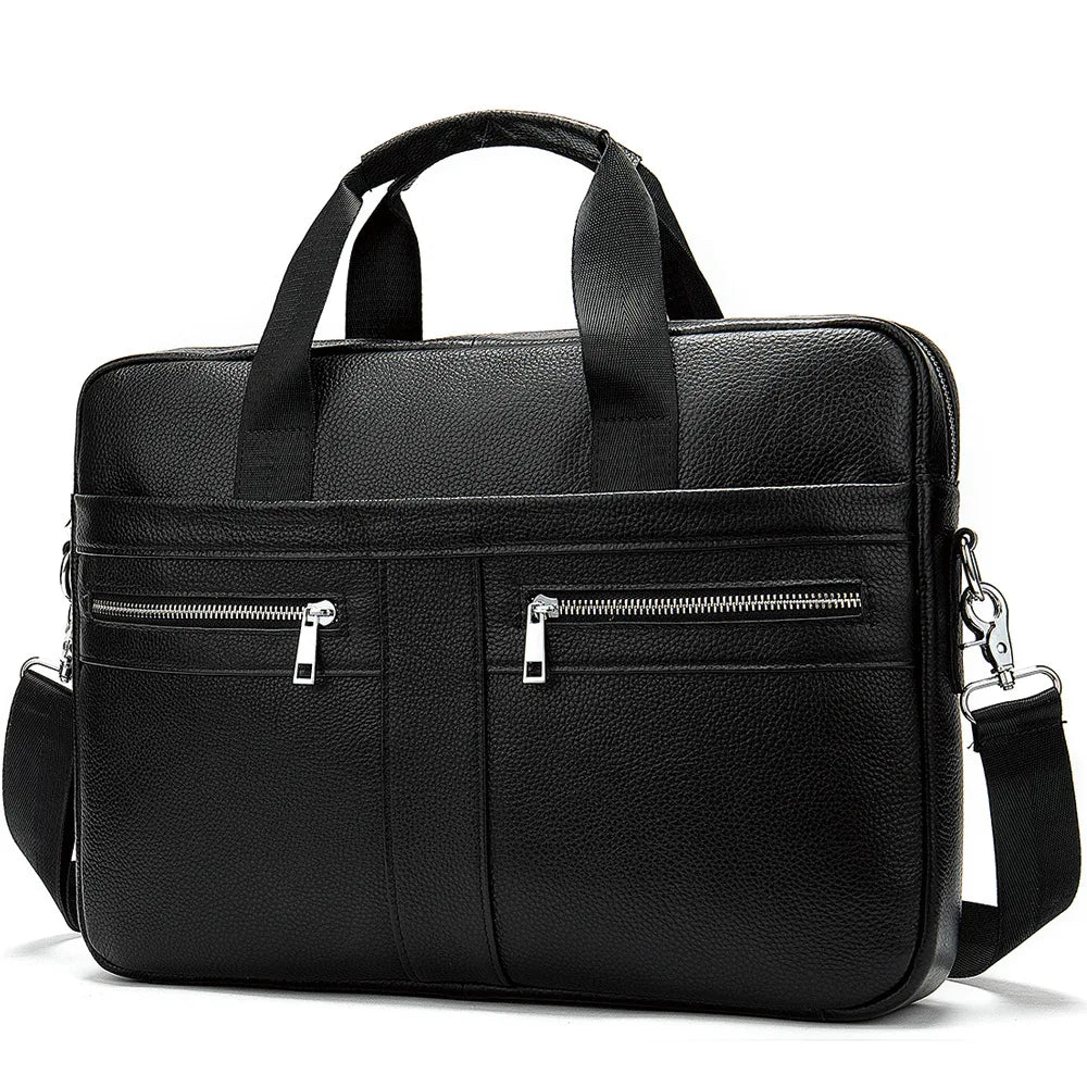 Men's Top Grain Leather Briefcase — Professional Business Laptop Bag