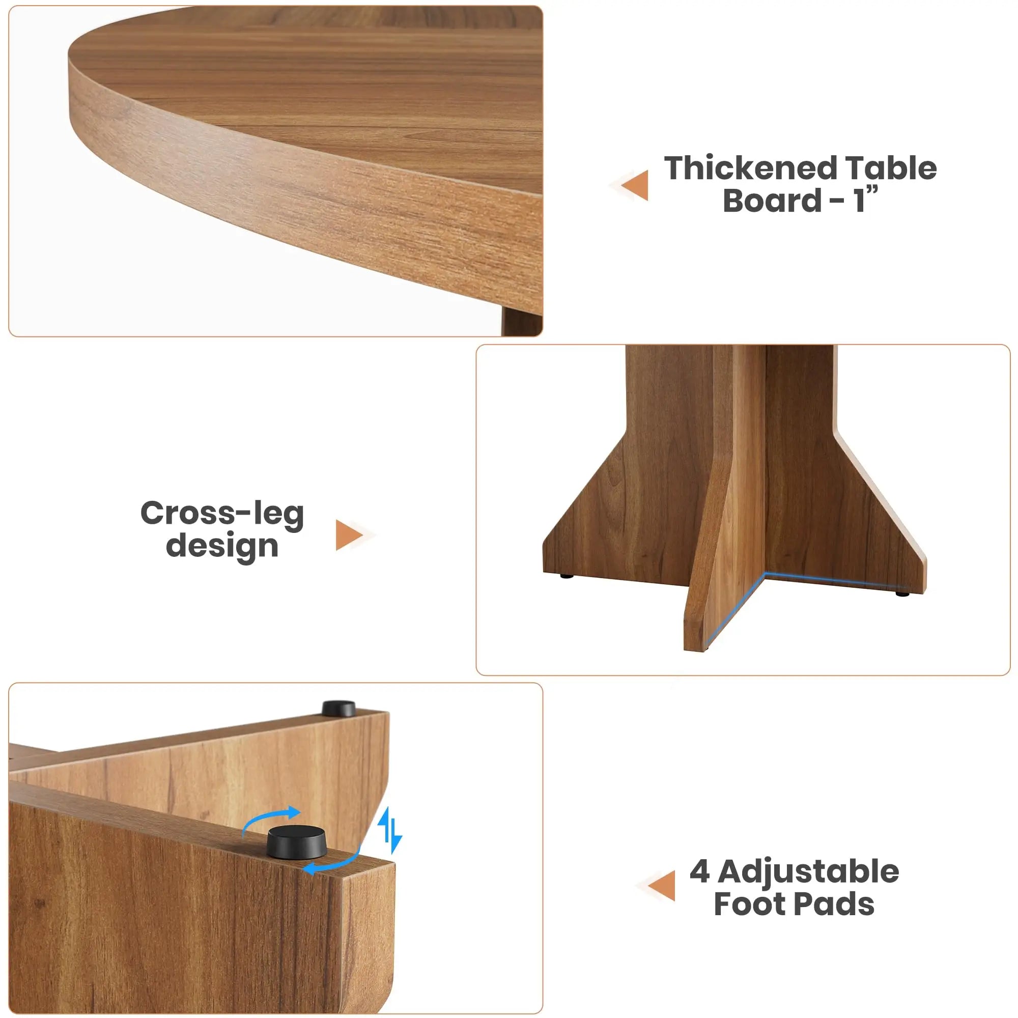 Modern Round Dining Table — Space-Saving 47-Inch Pedestal Design