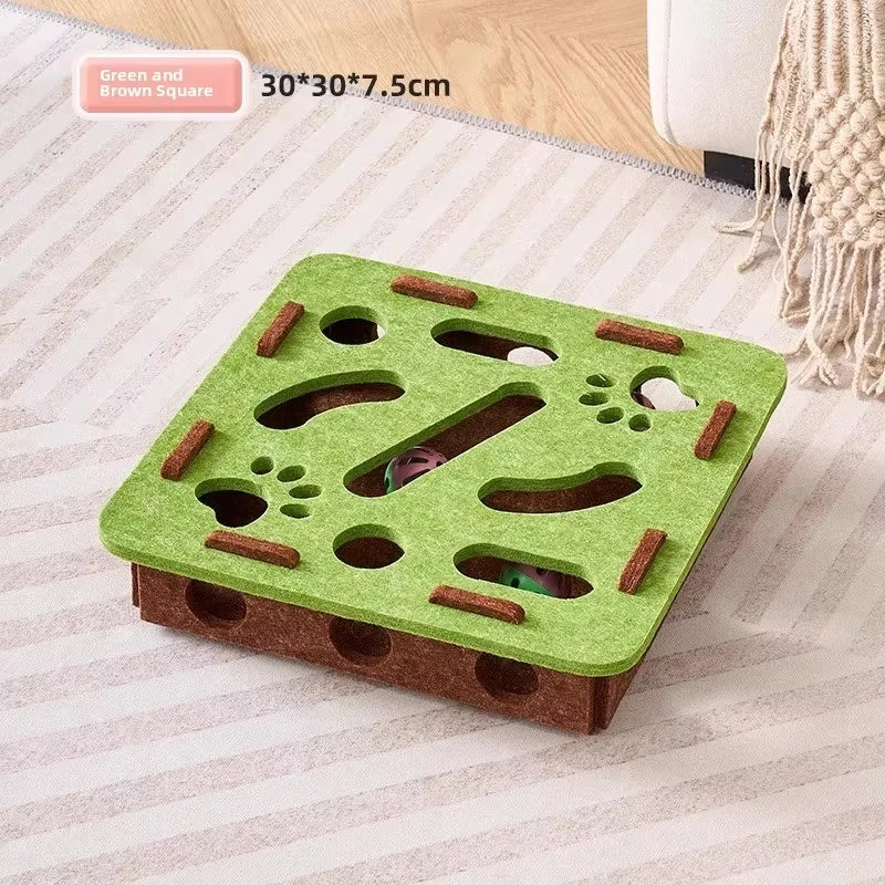 Interactive Felt Cat Puzzle Box — Indoor Exercise & Mental Stimulation Toy