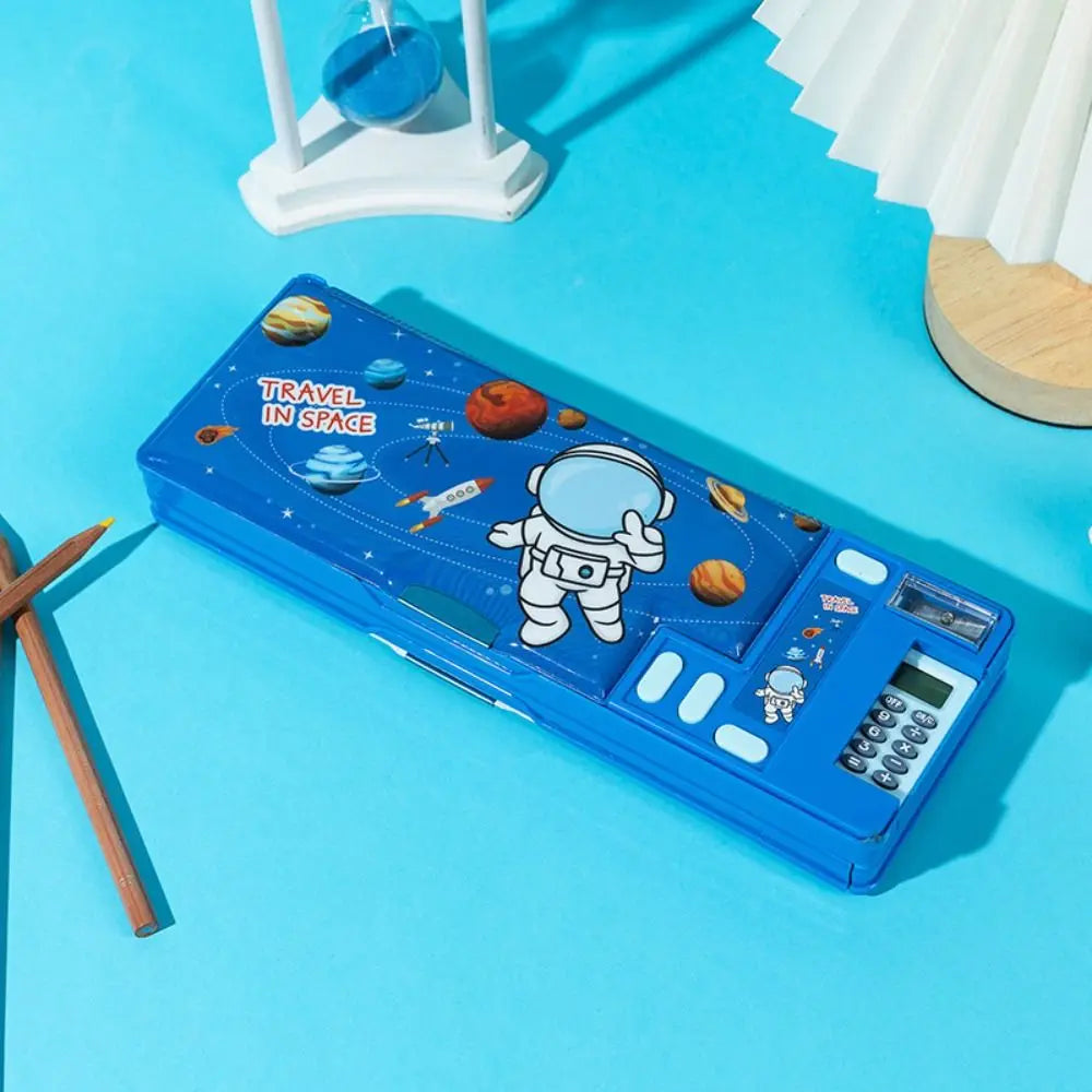 Double Layer Pencil Case — Multi-Functional Stationery Organizer with Calculator