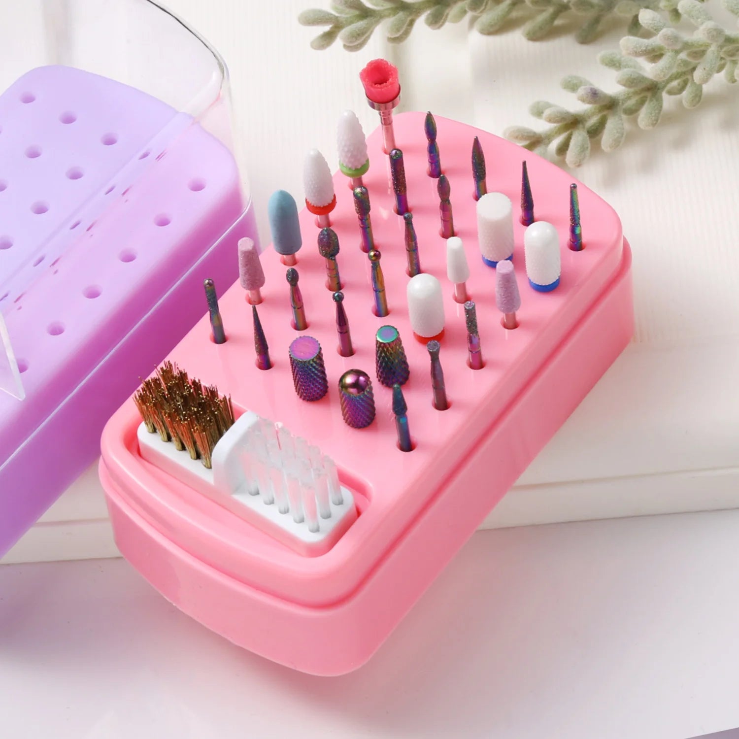 LUSLUKING Nail Drill Bits Organizer — 30 Slot Acrylic Storage Box