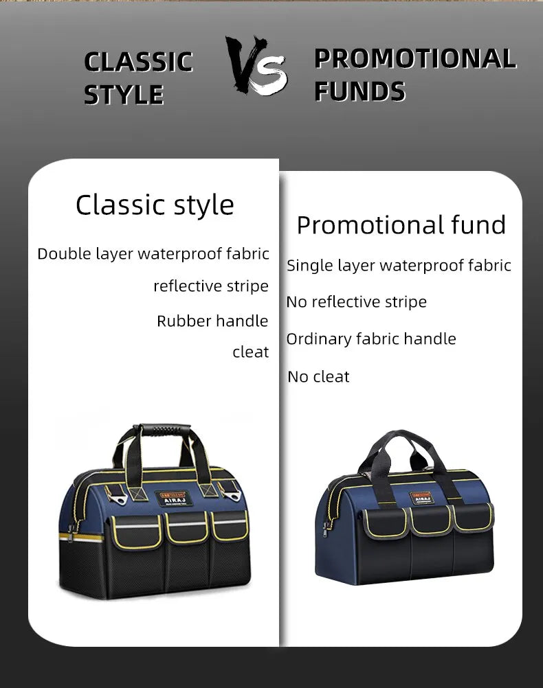 AIRAJ Multifunctional Tool Bag — Heavy Duty 1680D Oxford Cloth Storage