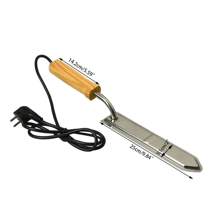 Electric Honey Knife — Heated Beekeeping Scraper with Wooden Handle