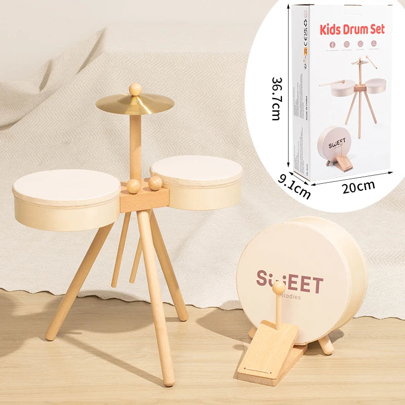 Kids Wooden Drum Set — Educational Musical Percussion Toy
