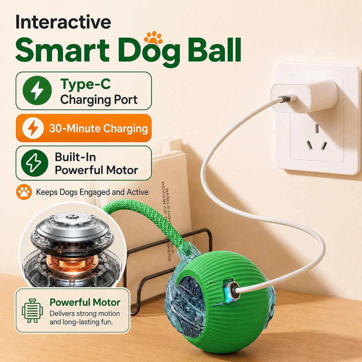 Right Cat Interactive Rolling Dog Ball — Smart Automatic Pet Toy