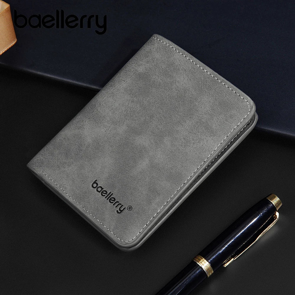 Baellerry Men's PU Leather Wallet — Slim Minimalist Front Pocket Money Clip